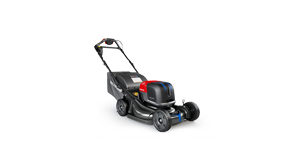 A slightly right facing Honda Battery HRX-BE 1.5kW Premium Residential Lawn Mower in studio