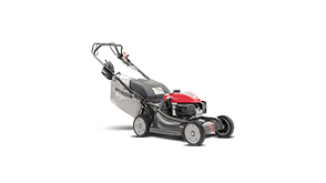 3/4 front view of Honda HRX Hydrostatic Electric Start Lawn Mower on white space.  