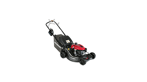 3/4 front view of Honda HRN Smart Drive ES Lawn Mower on white space.  