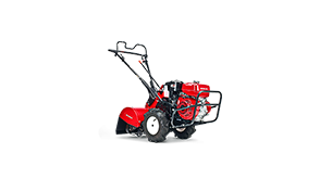 3/4 front side view of Rear-Tine 20" PRO tiller on white space.  